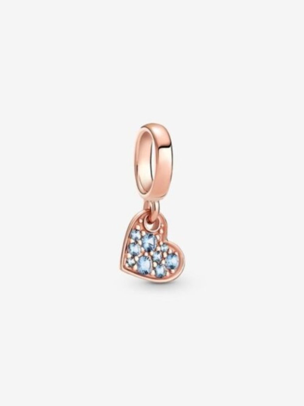 Pandora Light Blue Pav?? Tilted Heart Dangle Charm
